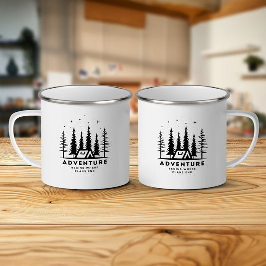 Adventure Camping Mug, Inspirational Quote, Outdoor-Lover Gift, Outdoor Enthusiast Travel Mug, RV Kitchenware,Forest Trees Stars Graphic Mug