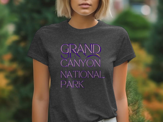 Boho Grand Canyon Nat'l Park T-Shirt, Vintage Typography Tee, Nature Lover Gift,  Adventure Shirt, Hiking Graphic Top, Purple Print