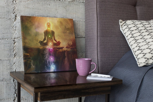 Mystical Chakra Wall Art: Ascending Chakras Meditation Canvas - Spiritual Zen Decor for Yoga and Healing Spaces