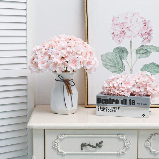Blush Pink Hydrangea Bundle - Set of 10 for Elegant Home Wedding Decor, Table Centerpieces, Bridal Flowers, DIY Bouquets, Housewarming Gift