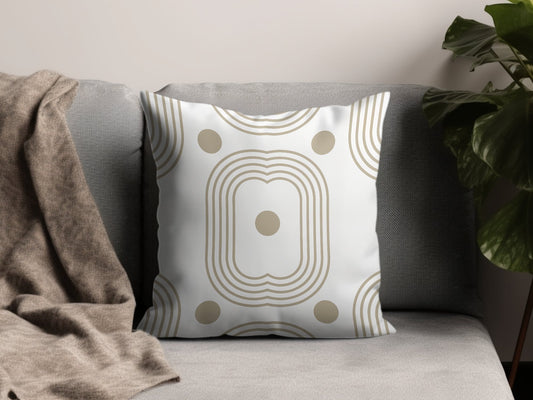 Abstract Geometric Pillow, Gold and White, Modern Home Decor, Decorative Throw Pillow, Unique Design, Square Cushion Cover