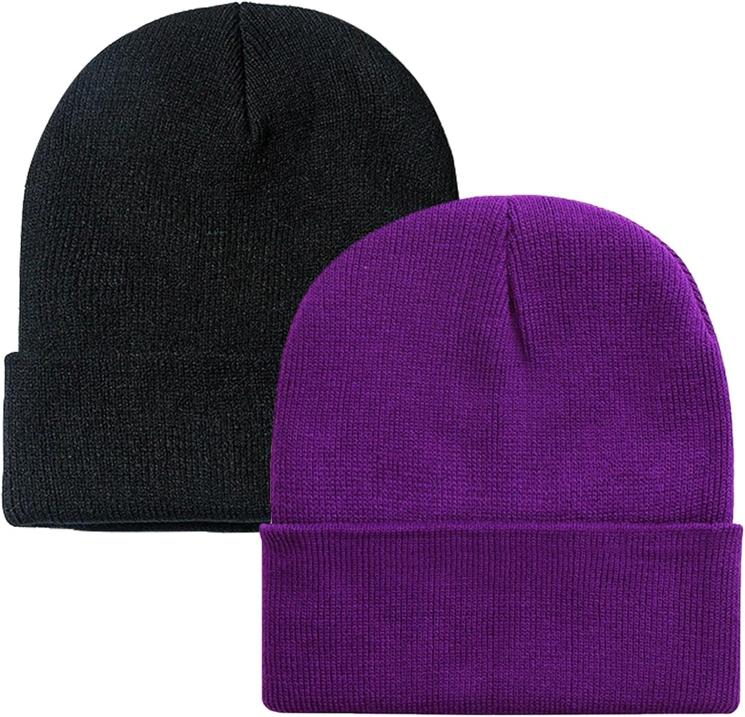 Soft Winter Knit Beanie Hats for Men and Women - Pack of 2