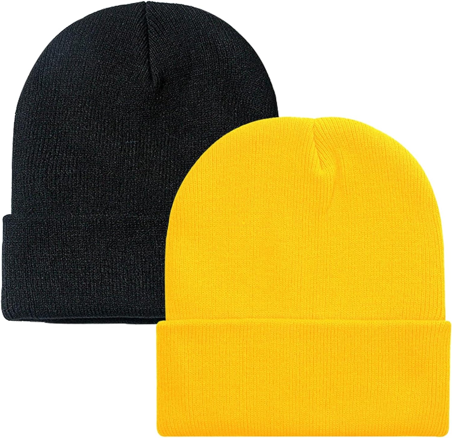 Soft Winter Knit Beanie Hats for Men and Women - Pack of 2