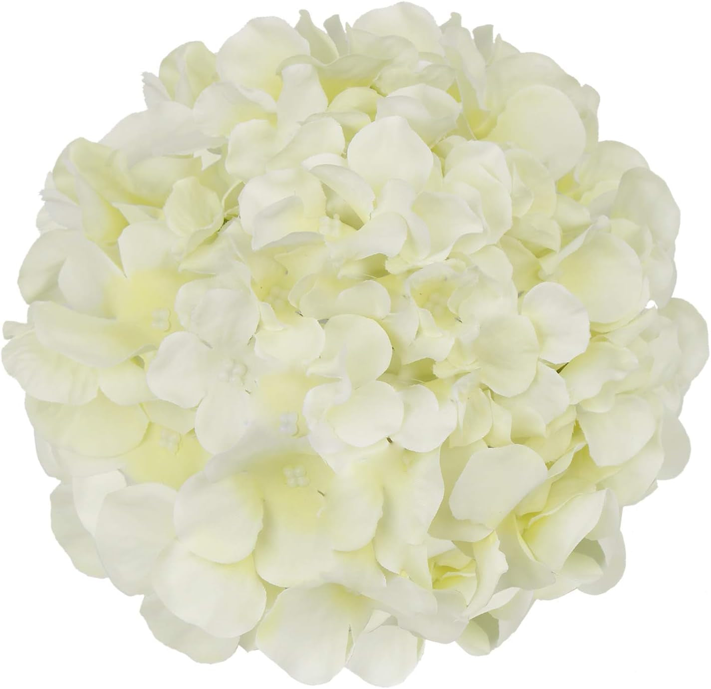 Ivory Silk Hydrangea Heads with Stems - Pack of 10 for Stunning Home and Wedding Decor