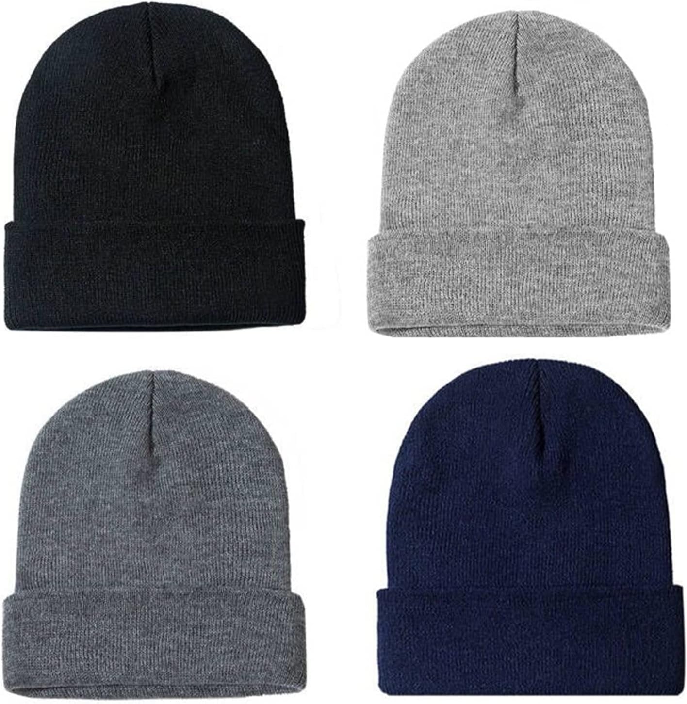 Soft Winter Knit Beanie Hats for Men and Women - Pack of 2