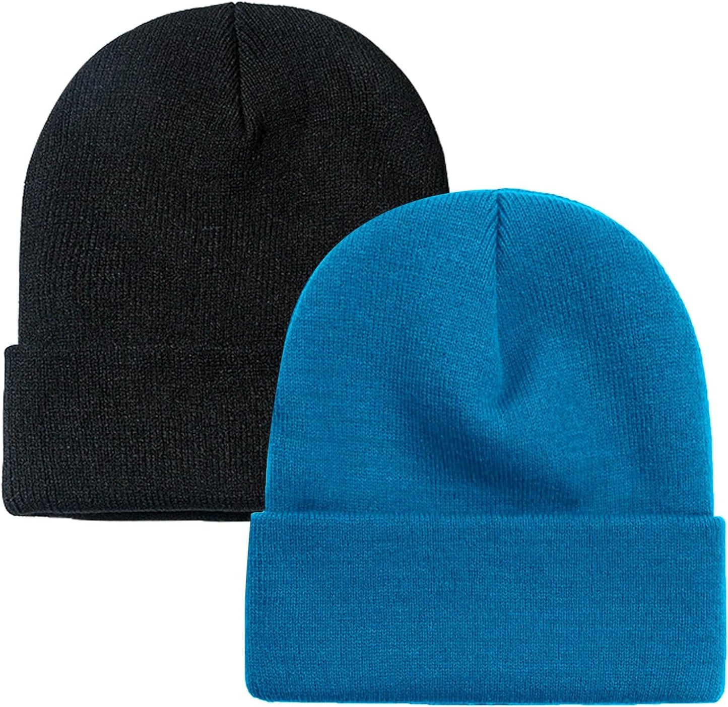 Soft Winter Knit Beanie Hats for Men and Women - Pack of 2