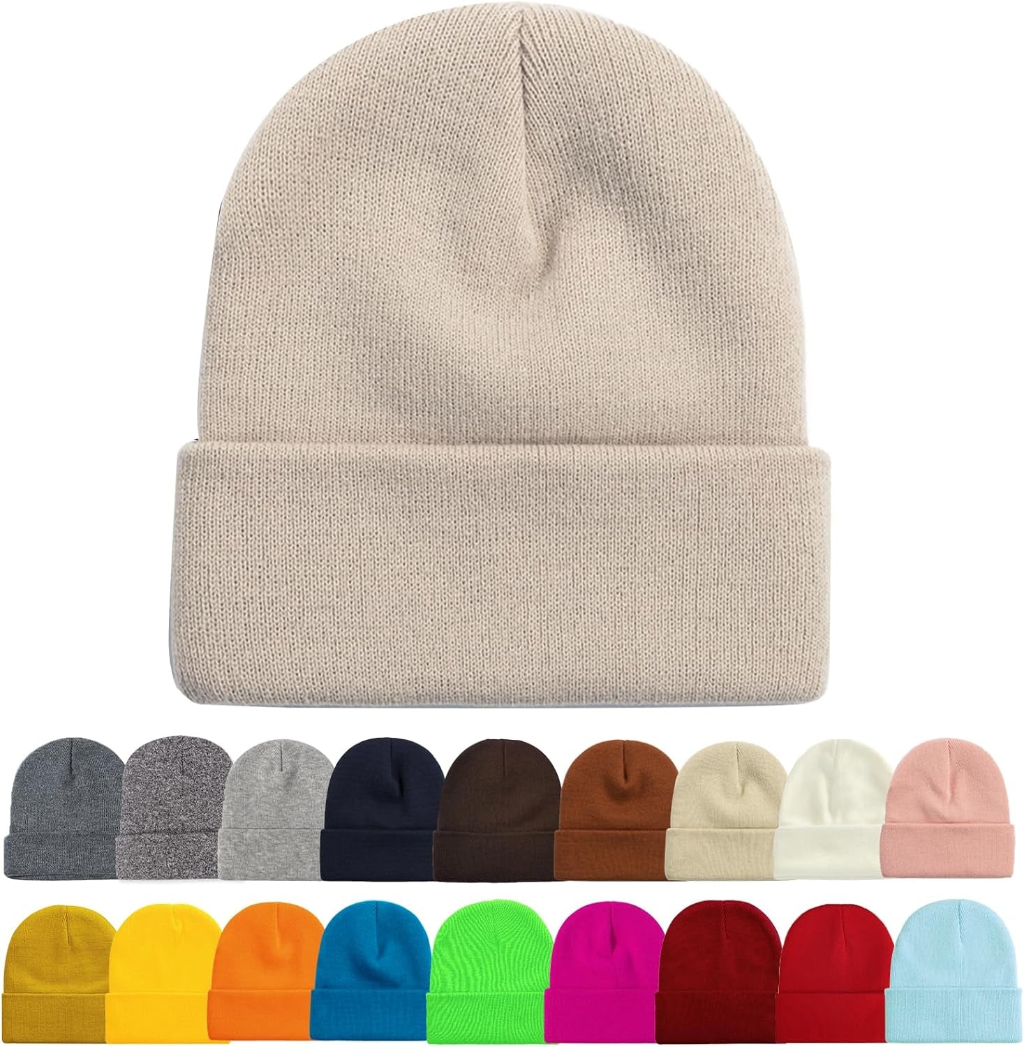 Soft Winter Knit Beanie Hats for Men and Women - Pack of 2