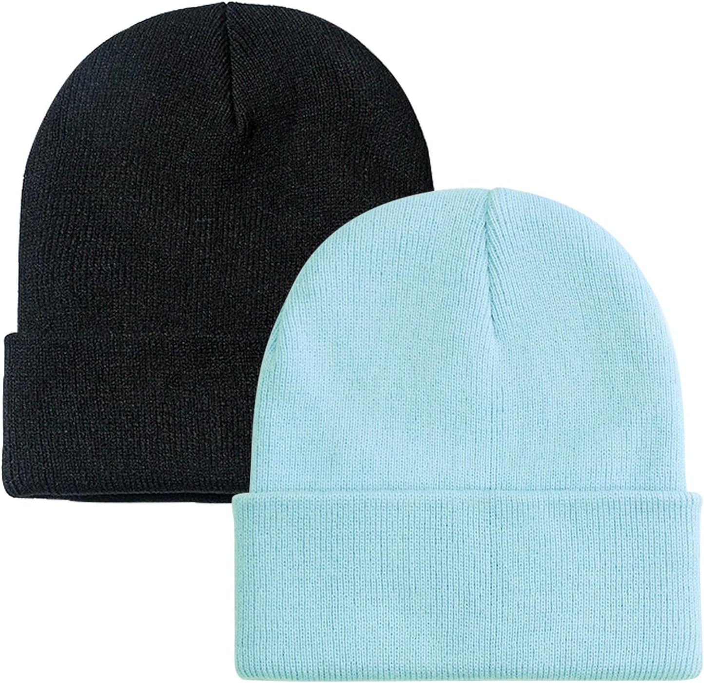 Soft Winter Knit Beanie Hats for Men and Women - Pack of 2