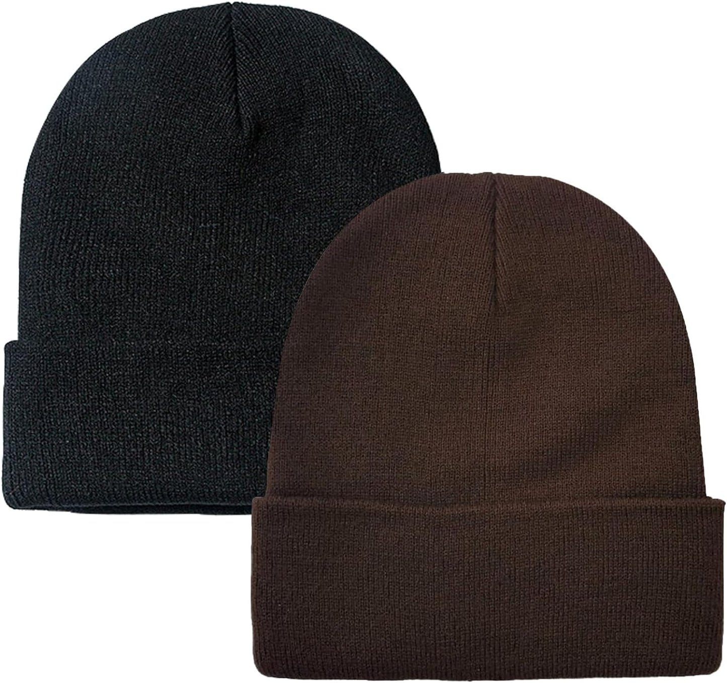 Soft Winter Knit Beanie Hats for Men and Women - Pack of 2