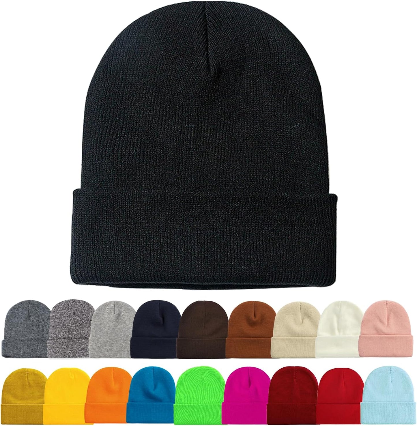 Soft Winter Knit Beanie Hats for Men and Women - Pack of 2