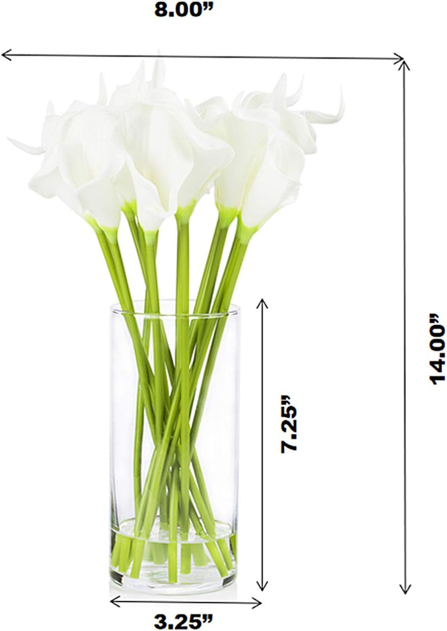 Stunning ENOVA Real Touch Calla Lily Arrangement in Clear Glass Vase with Faux Water – Elegant Home Decor in White