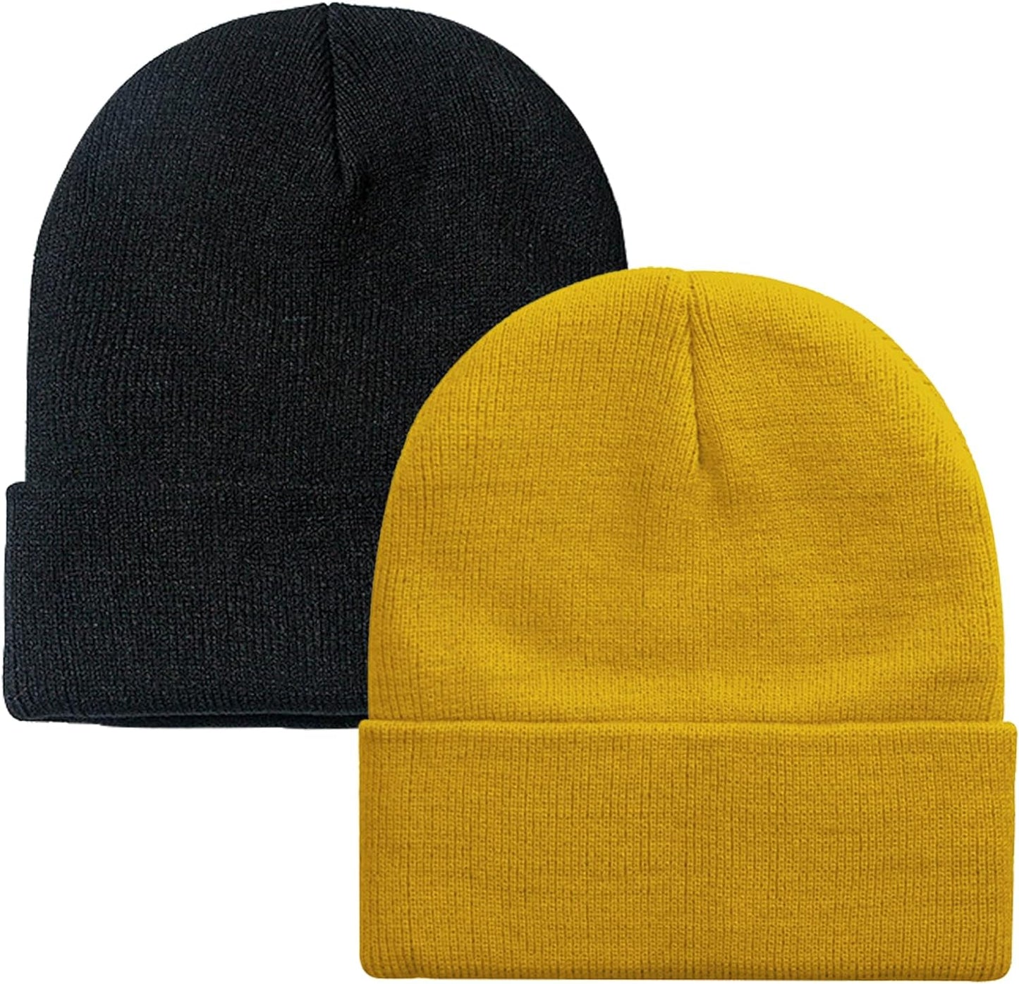 Soft Winter Knit Beanie Hats for Men and Women - Pack of 2