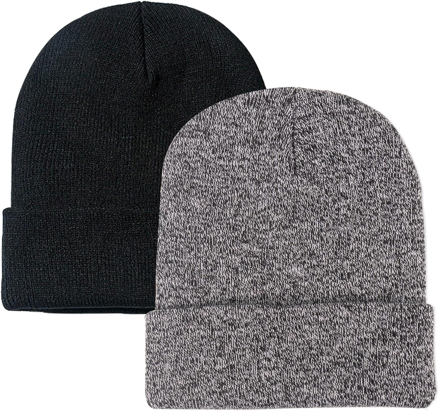 Soft Winter Knit Beanie Hats for Men and Women - Pack of 2