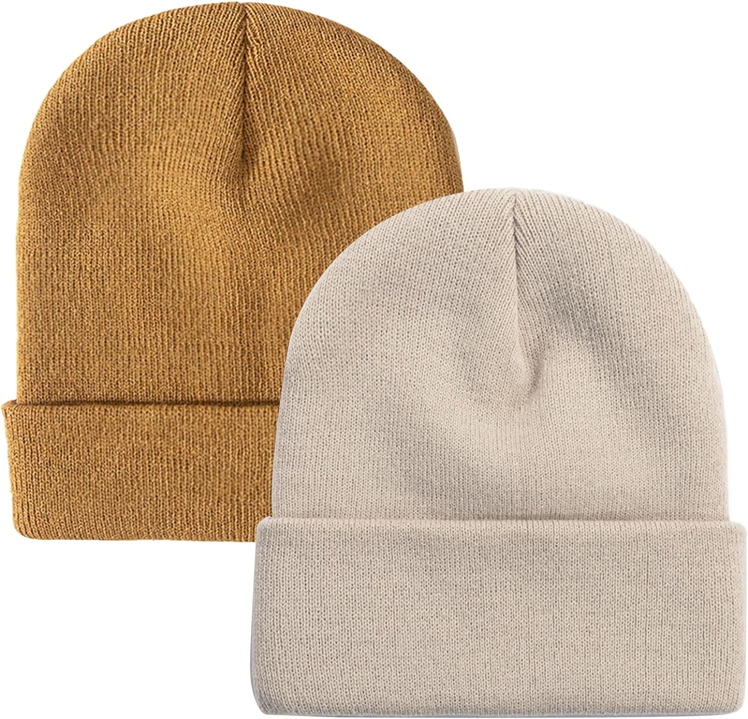 Soft Winter Knit Beanie Hats for Men and Women - Pack of 2