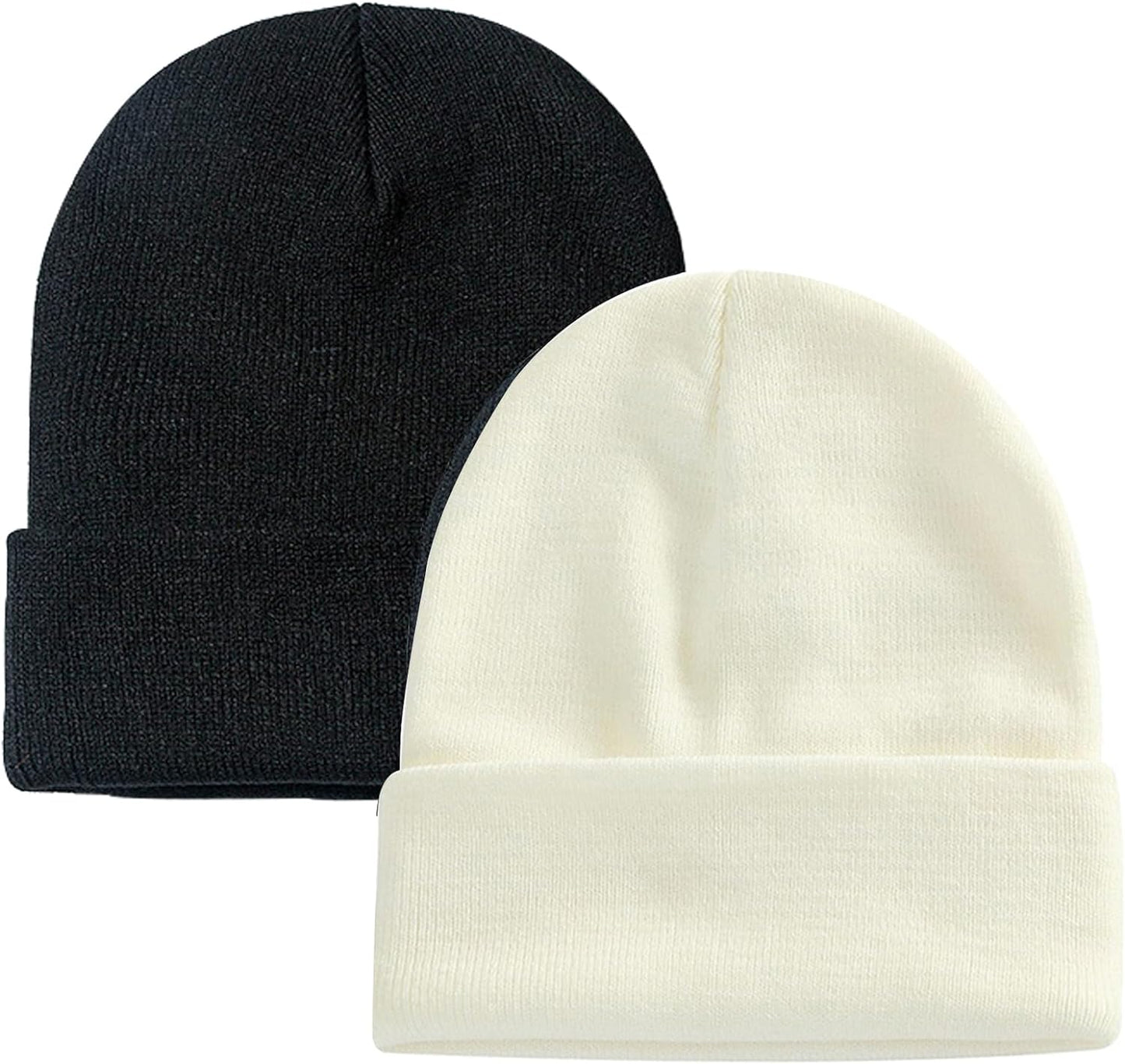 Soft Winter Knit Beanie Hats for Men and Women - Pack of 2