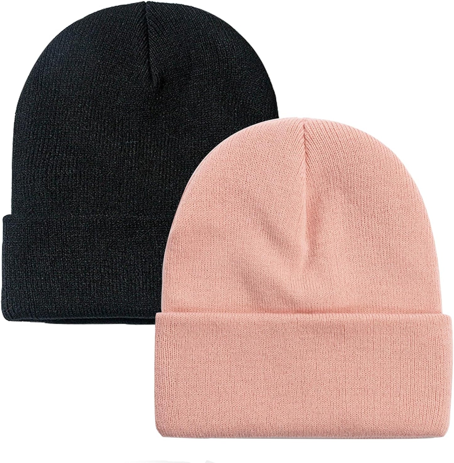 Soft Winter Knit Beanie Hats for Men and Women - Pack of 2