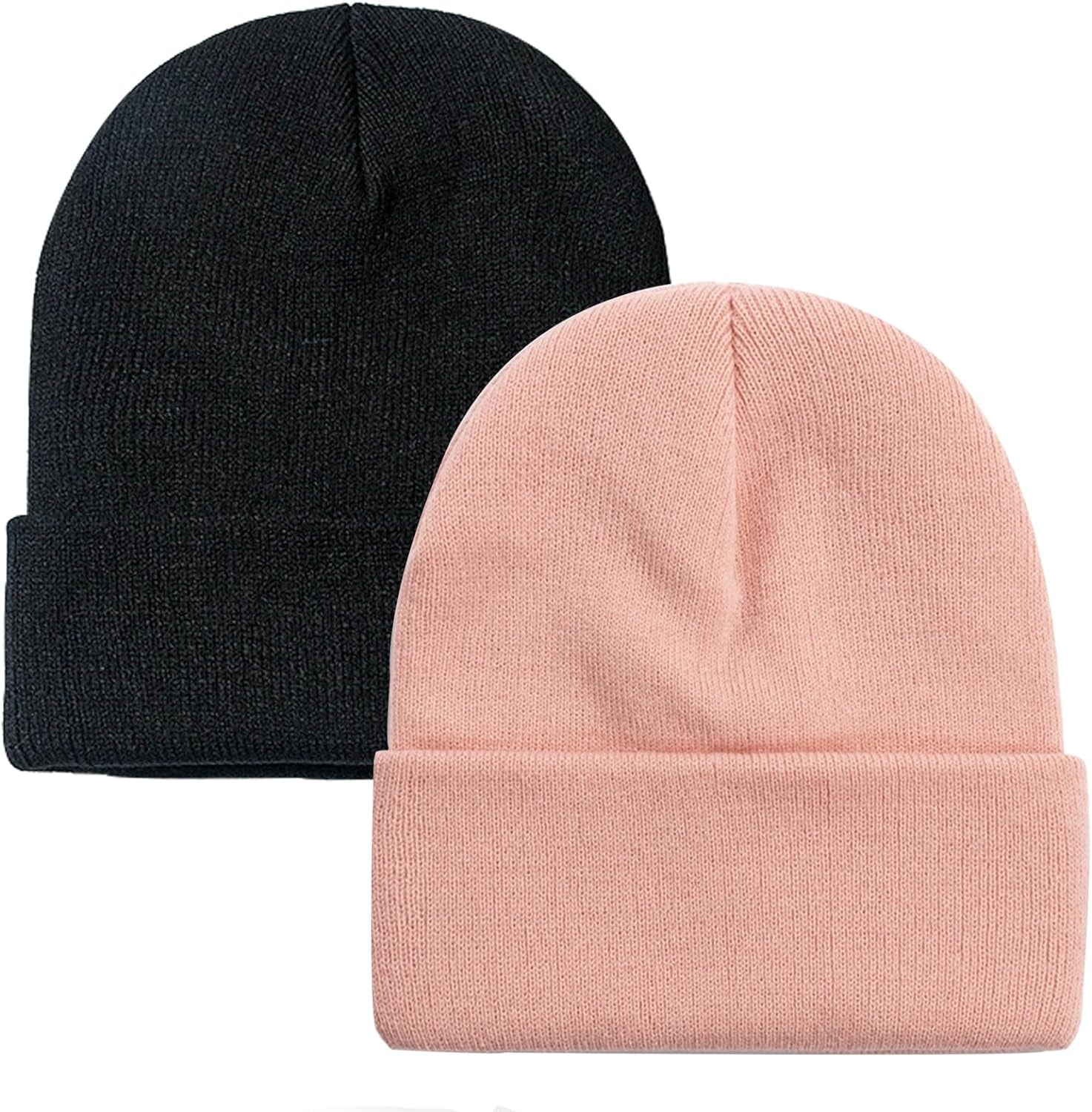 Soft Winter Knit Beanie Hats for Men and Women - Pack of 2