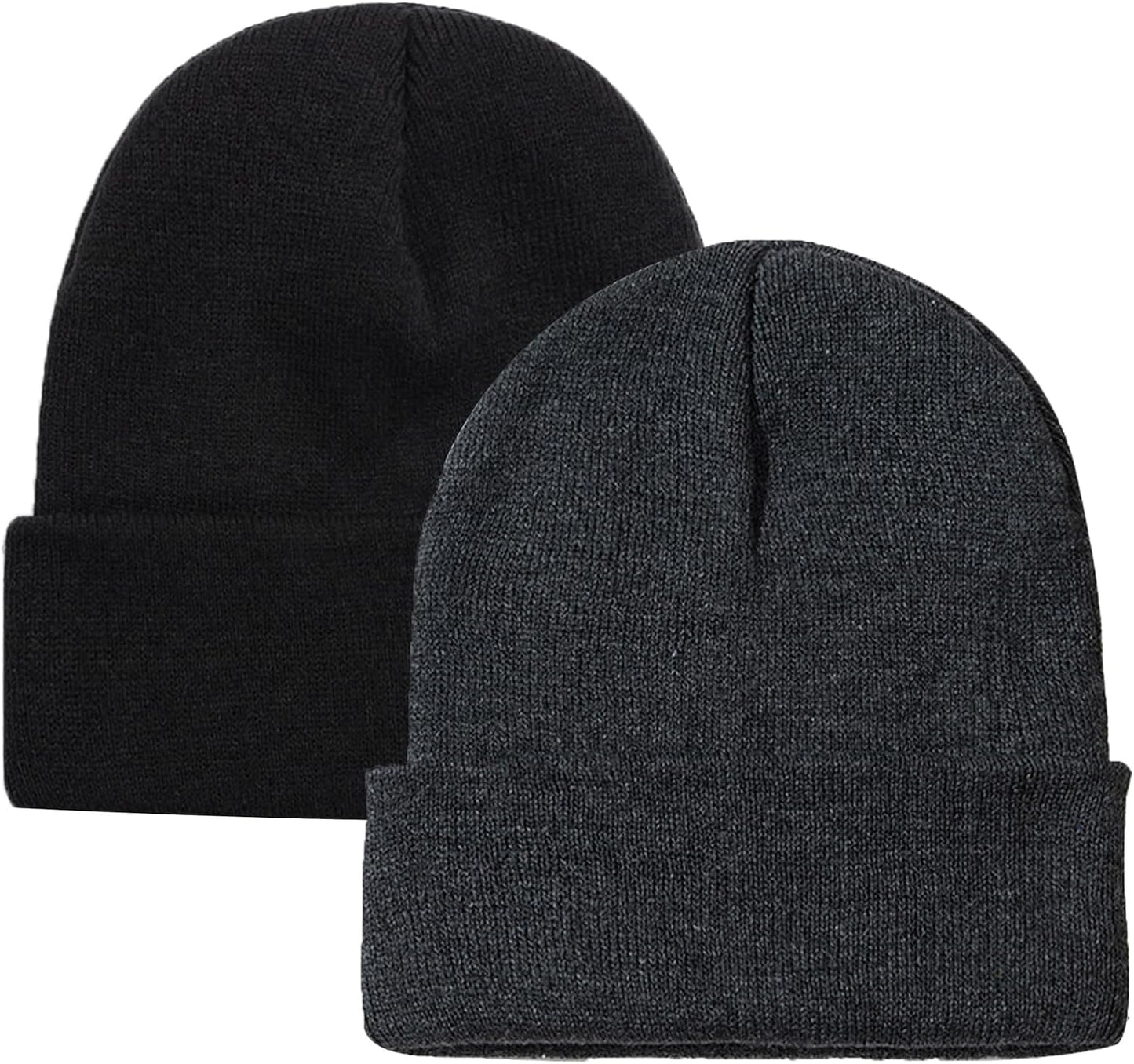 Soft Winter Knit Beanie Hats for Men and Women - Pack of 2