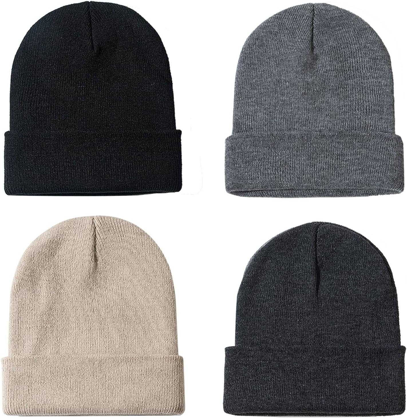 Soft Winter Knit Beanie Hats for Men and Women - Pack of 2