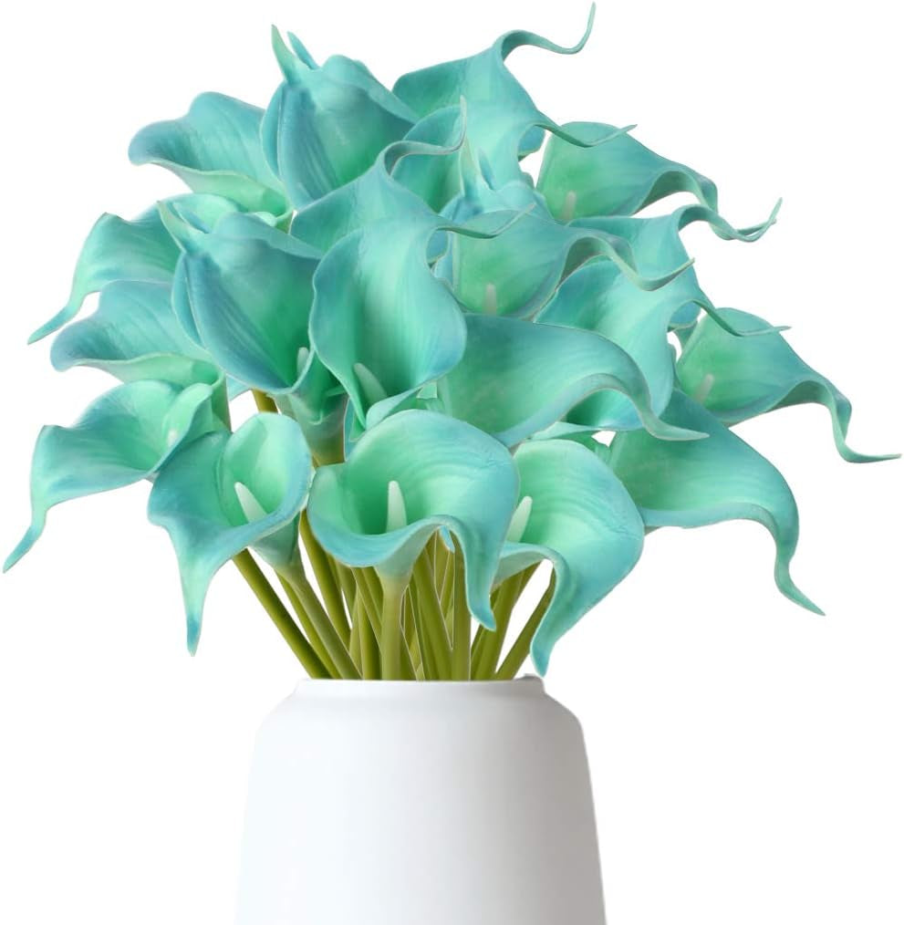 Real Touch Blue Calla Lily Artificial Flowers - Perfect for Weddings & Home Decor