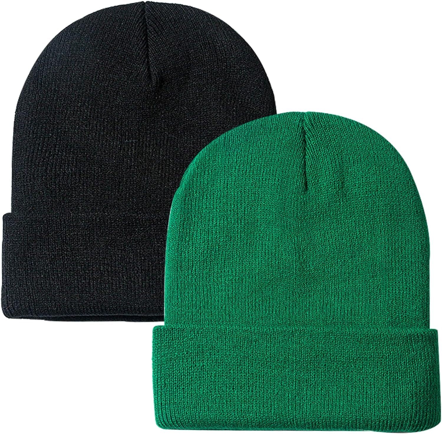 Soft Winter Knit Beanie Hats for Men and Women - Pack of 2