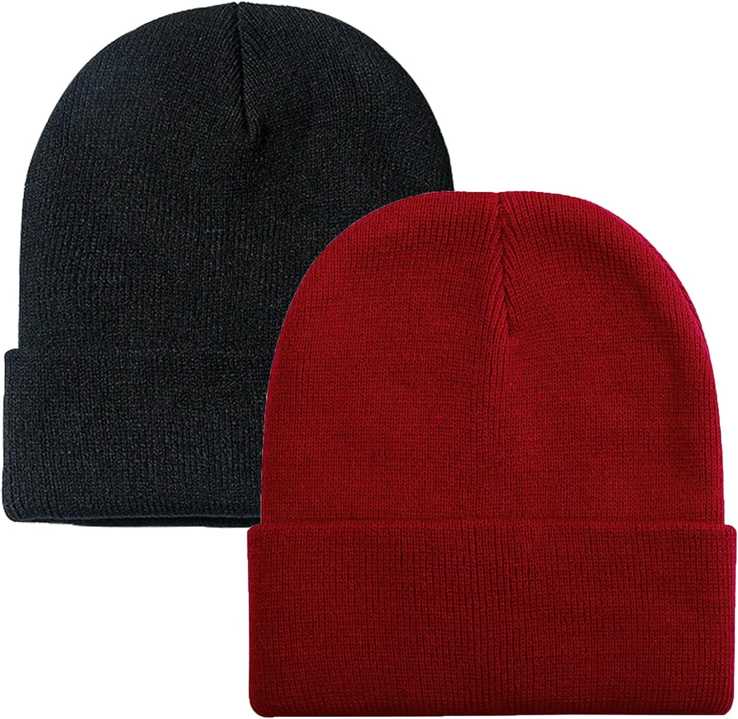 Soft Winter Knit Beanie Hats for Men and Women - Pack of 2