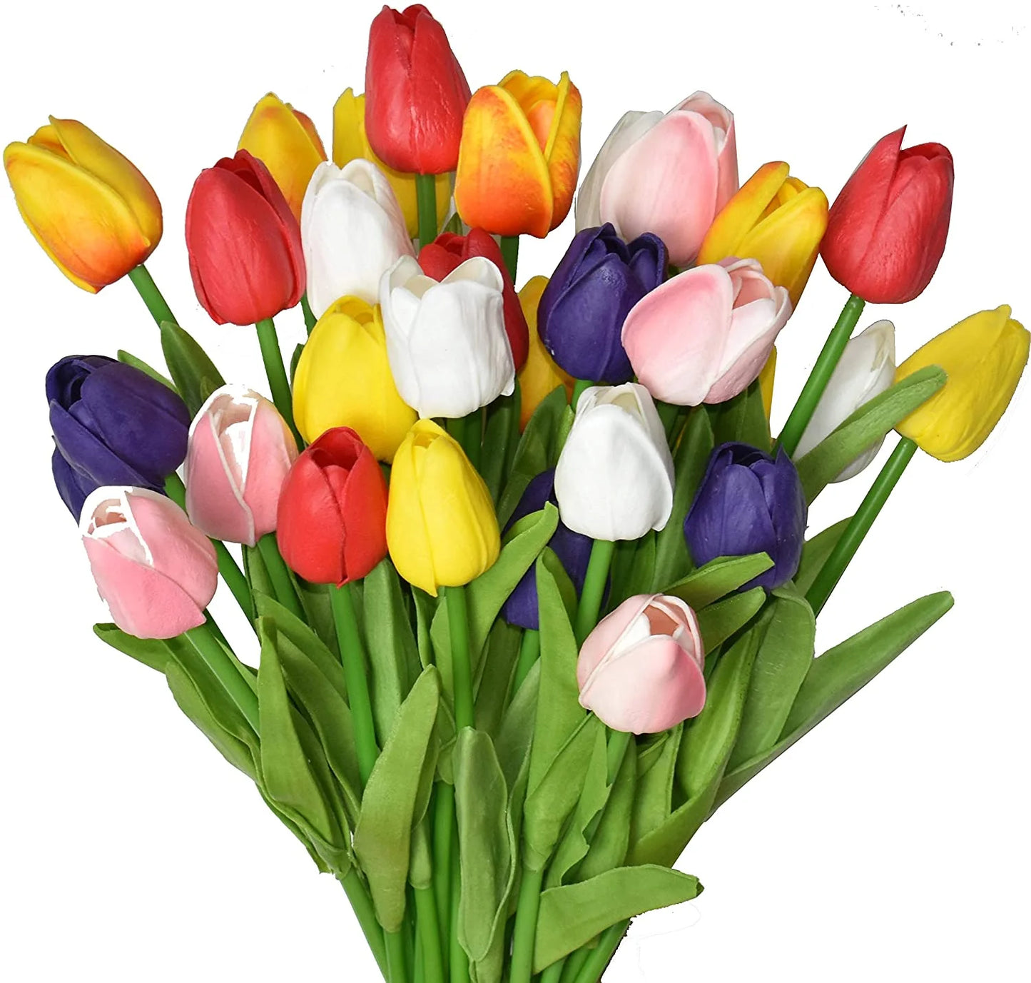 Stunning 20-Pc Real Touch Artificial Tulip Bouquet - Perfect for Home, Weddings, and Mother's Day Gift (Multicolor)