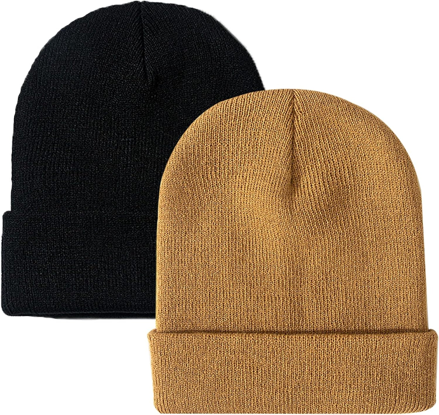 Soft Winter Knit Beanie Hats for Men and Women - Pack of 2