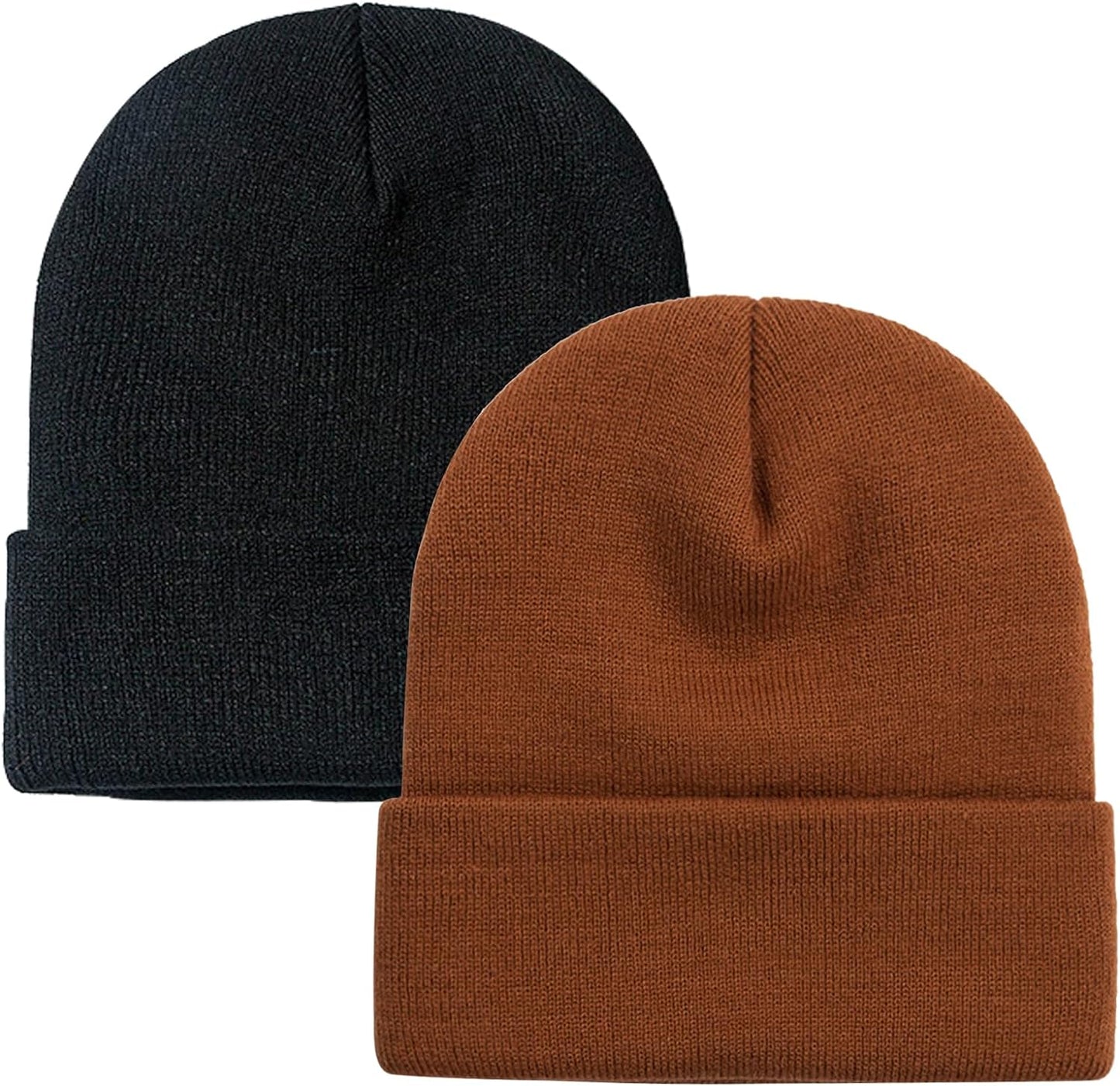 Soft Winter Knit Beanie Hats for Men and Women - Pack of 2