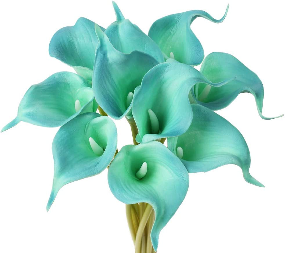 Real Touch Blue Calla Lily Artificial Flowers - Perfect for Weddings & Home Decor