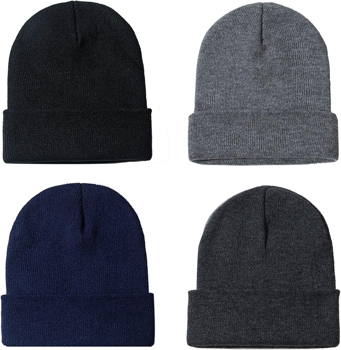 Soft Winter Knit Beanie Hats for Men and Women - Pack of 2