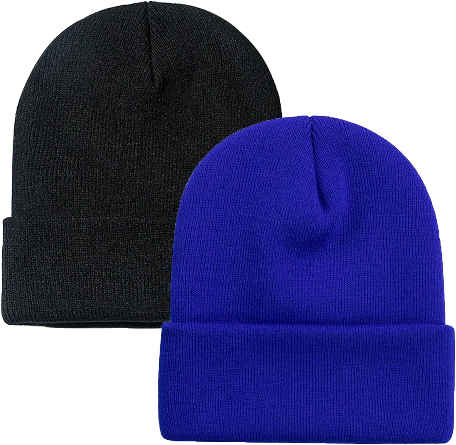 Soft Winter Knit Beanie Hats for Men and Women - Pack of 2