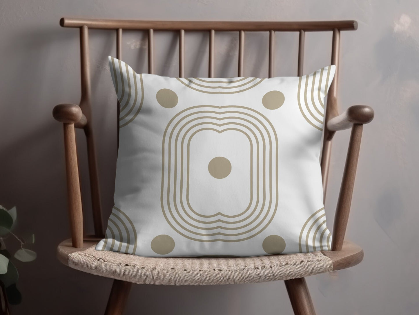 Abstract Geometric Pillow, Gold and White, Modern Home Decor, Decorative Throw Pillow, Unique Design, Square Cushion Cover - Trails & Tails Supply Co.