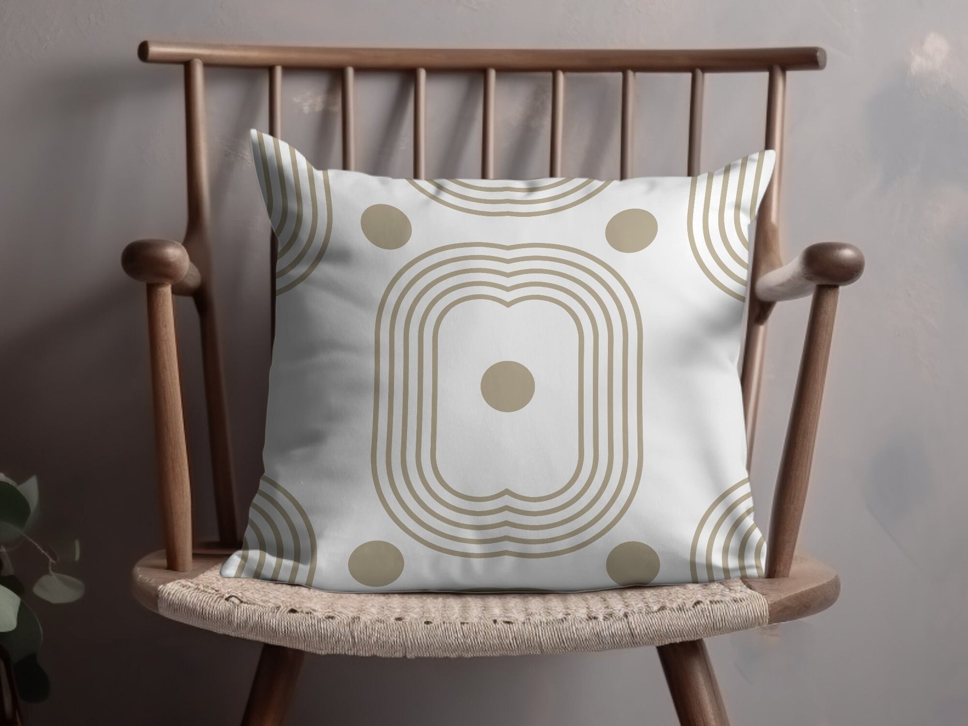 Abstract Geometric Pillow, Gold and White, Modern Home Decor, Decorative Throw Pillow, Unique Design, Square Cushion Cover - Trails & Tails Supply Co.