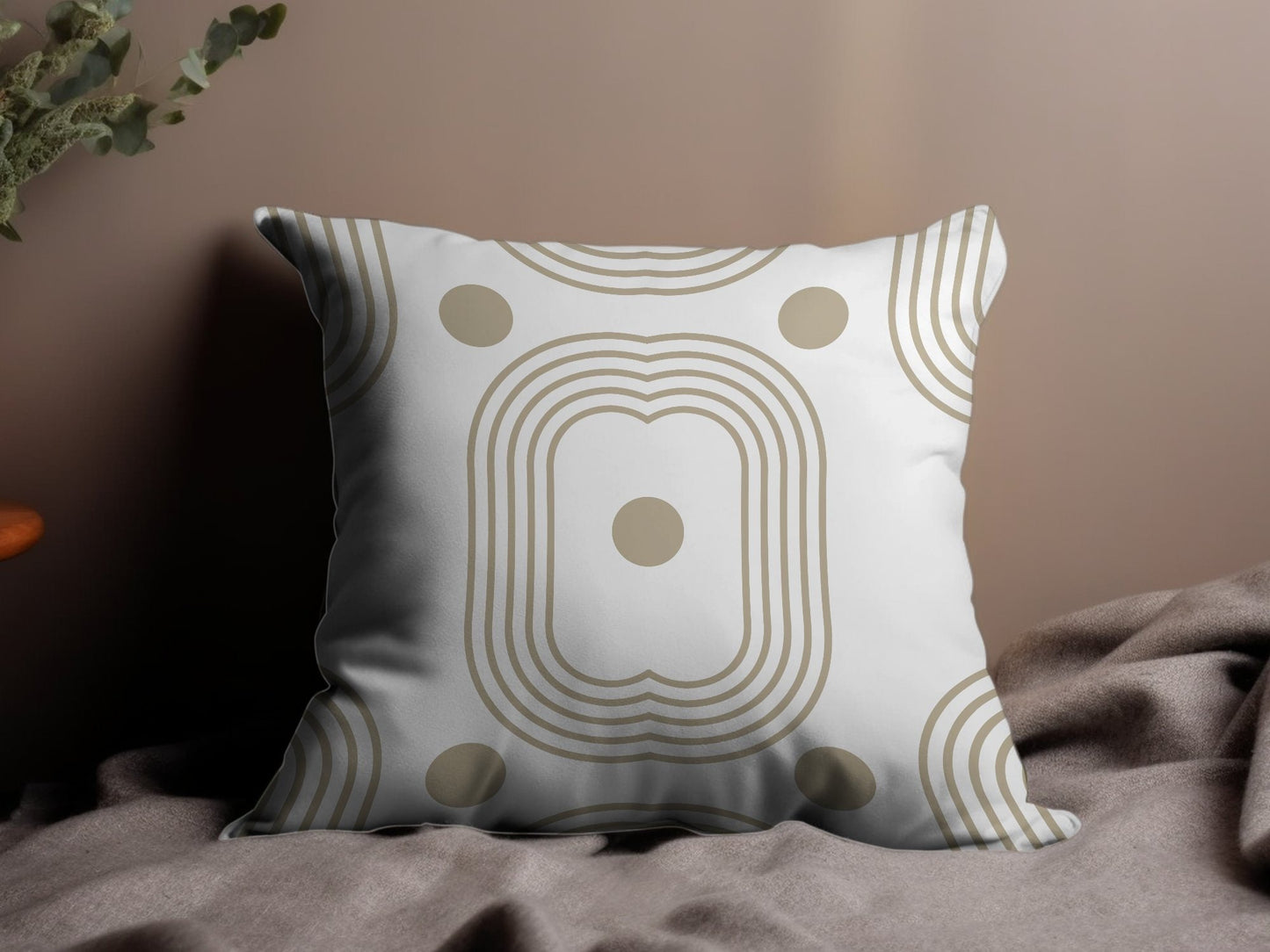 Abstract Geometric Pillow, Gold and White, Modern Home Decor, Decorative Throw Pillow, Unique Design, Square Cushion Cover - Trails & Tails Supply Co.