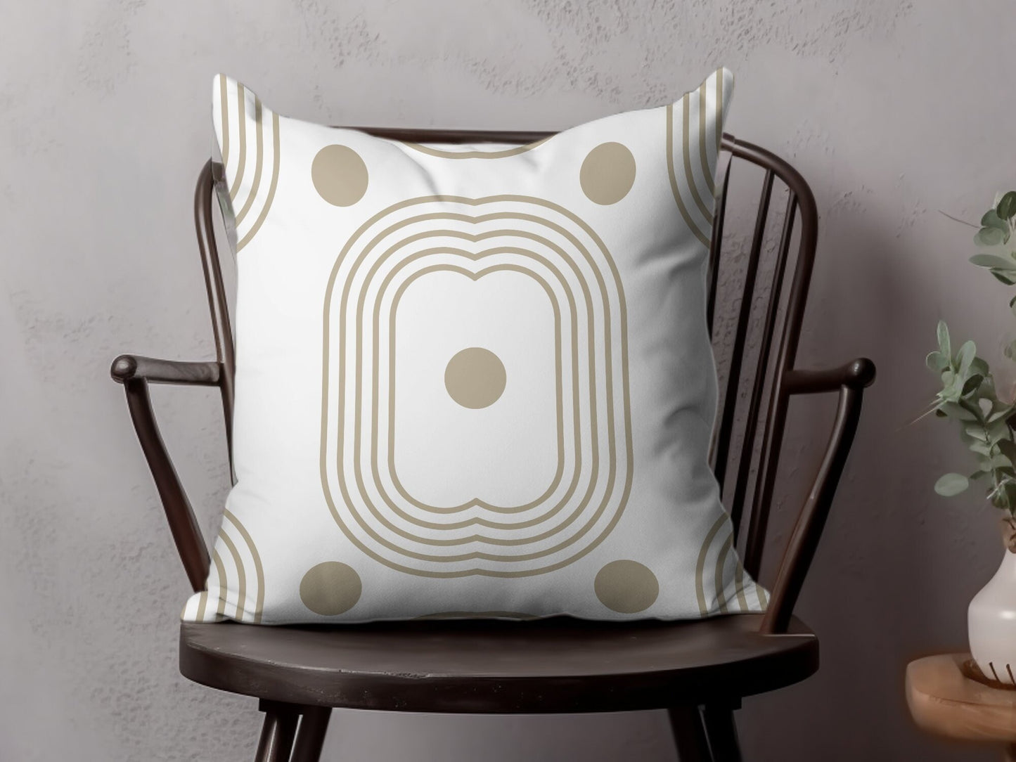 Abstract Geometric Pillow, Gold and White, Modern Home Decor, Decorative Throw Pillow, Unique Design, Square Cushion Cover - Trails & Tails Supply Co.